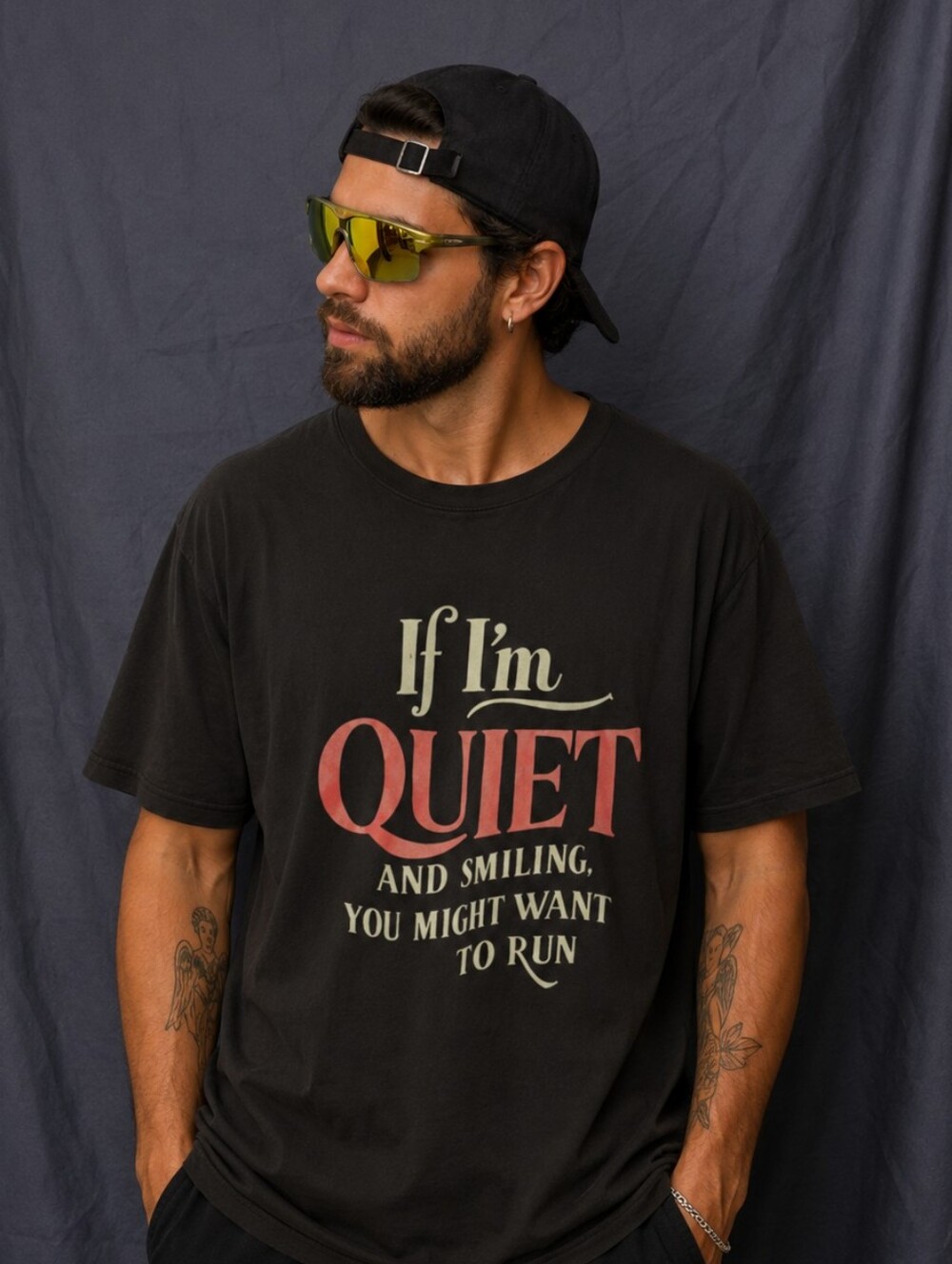 Black Graphic Tee - If I'm Quiet and Smiling